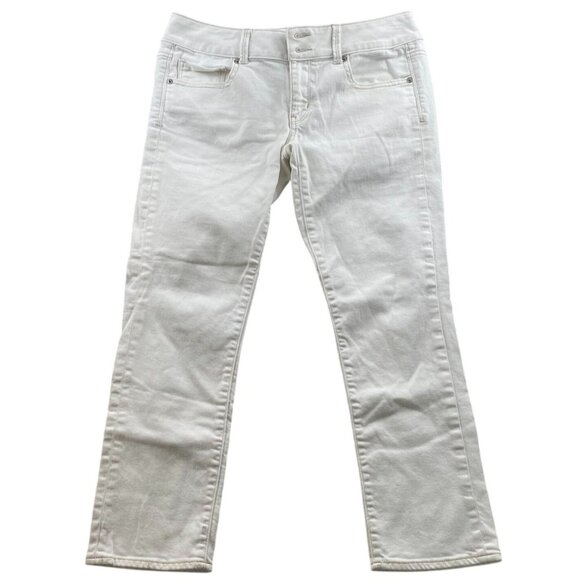 American Eagle Women's Artist Jeans Size 6 White Stretch Denim Straight Leg - Picture 1 of 15